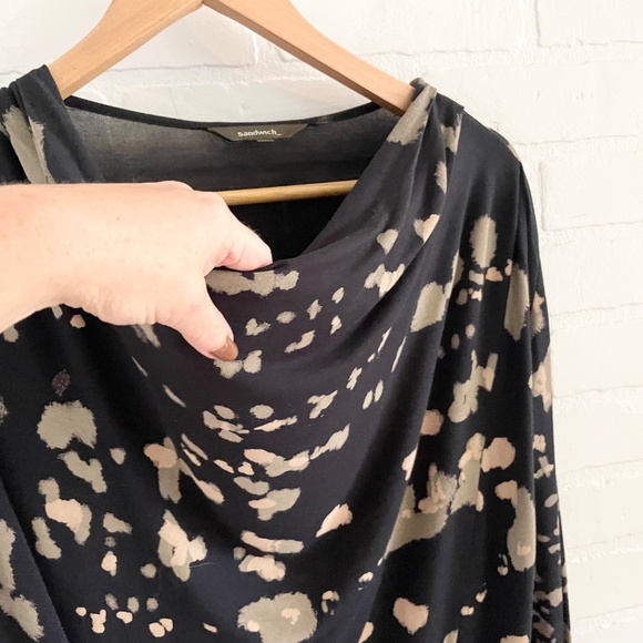 Anthropologie x Sandwich_ Draped dress Cowl neckline Abstract print tie dye sz M - Picture 6 of 12